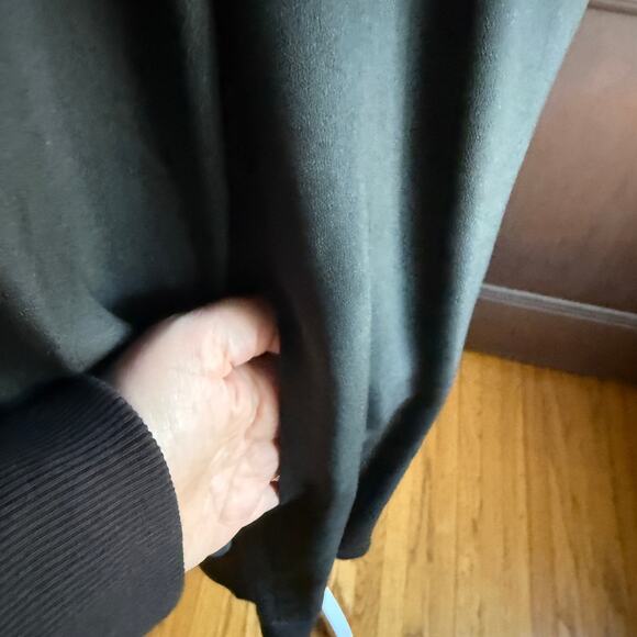 80s Vintage | LUCI PELLINI | Black Silk Split Neck Blouson Sleeve Midi Dress 5/6 - Picture 10 of 10